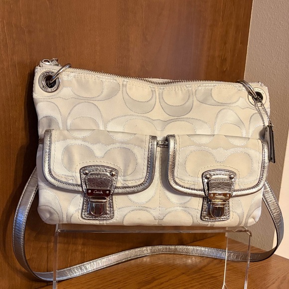 Coach Silver and Sateen Poppy Shoulder Bag - Picture 8 of 16